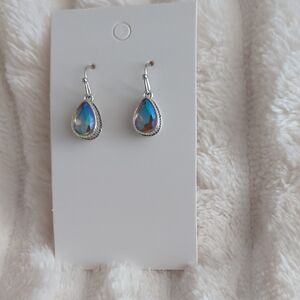 Elegant Silver and Blue Teardrop Earrings